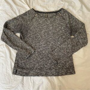 Denver Hayes Gray Knit Blouse with Zipper Accents